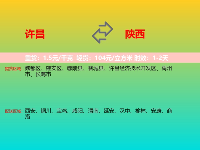 许昌到陕西长途搬家