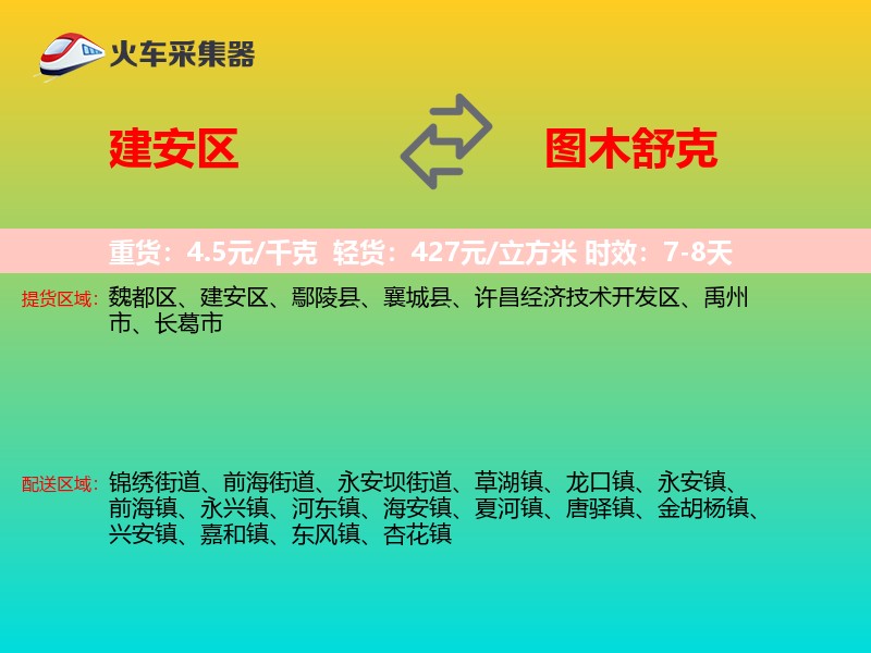 建安区到图木舒克物流专线