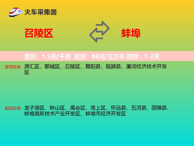 召陵区到蚌埠物流专线