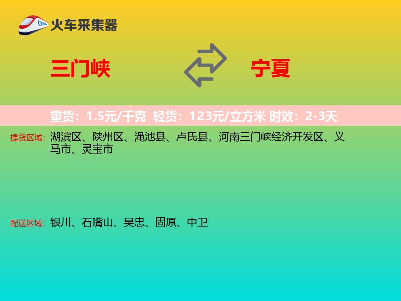 三门峡到宁夏物流专线