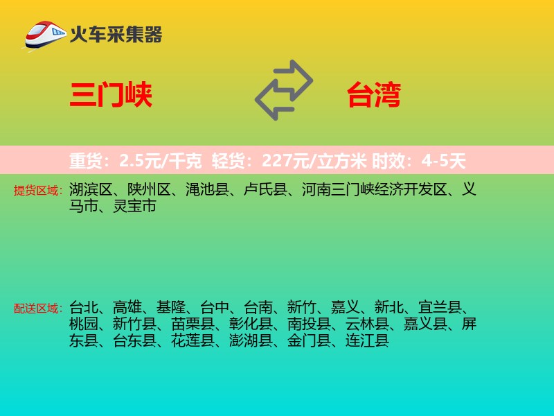 三门峡到台湾物流专线