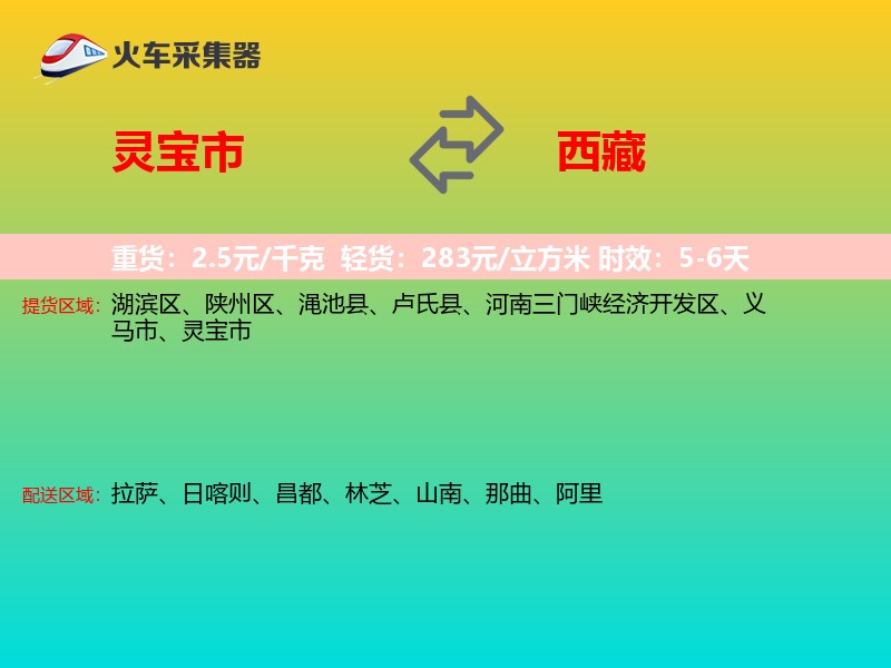 灵宝市到西藏物流专线