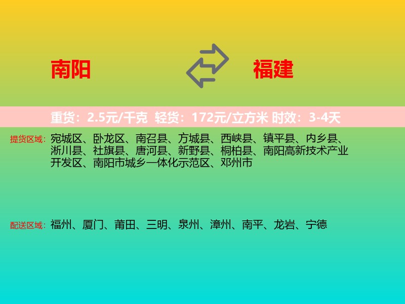 南阳到福建长途搬家