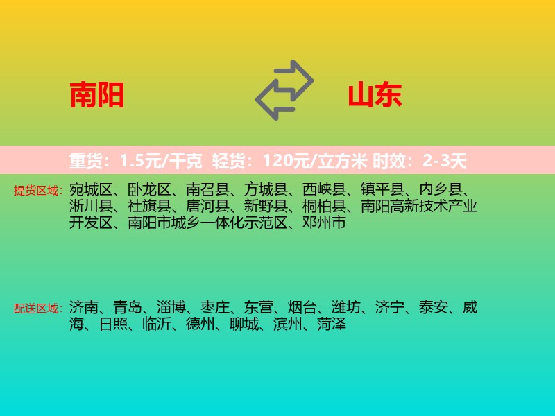 南阳到山东长途搬家