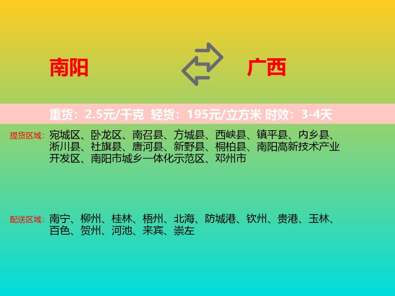 南阳到广西长途搬家