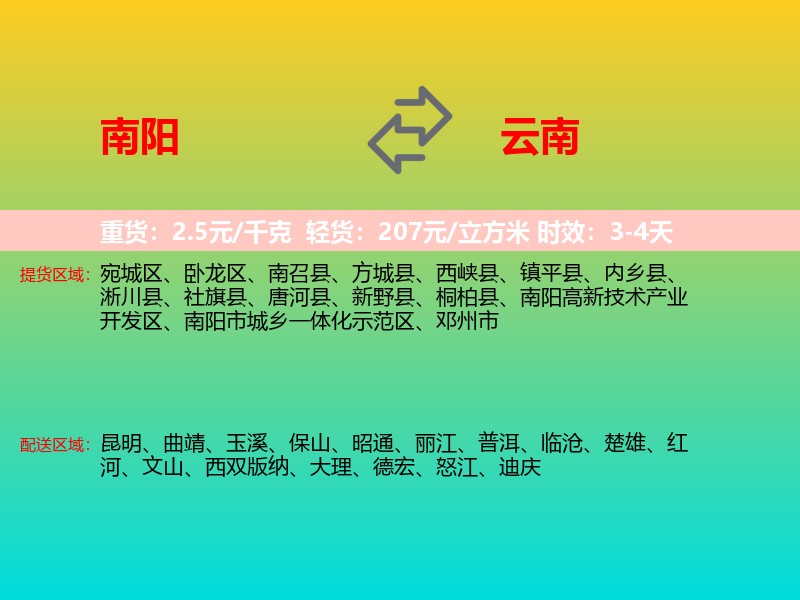 南阳到云南长途搬家