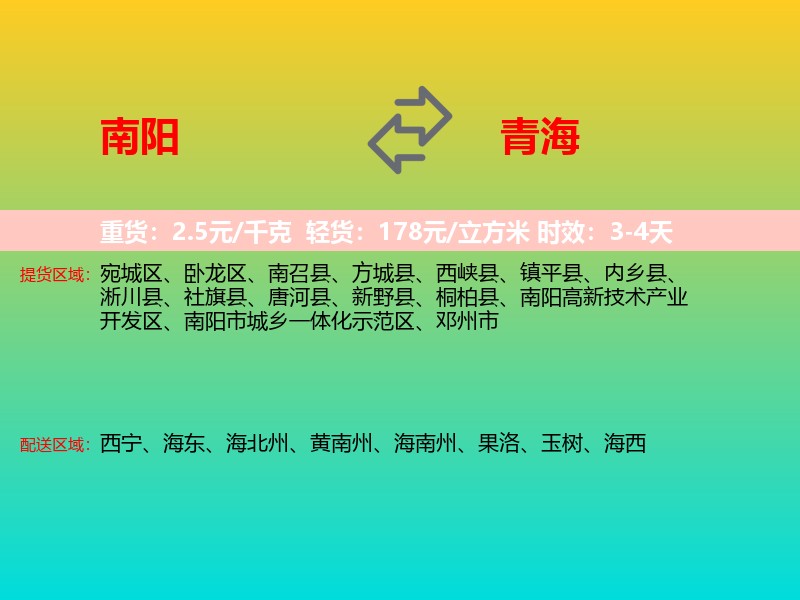 南阳到青海长途搬家