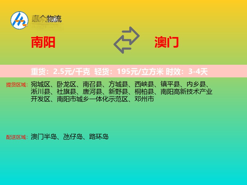 南阳到澳门轿车托运