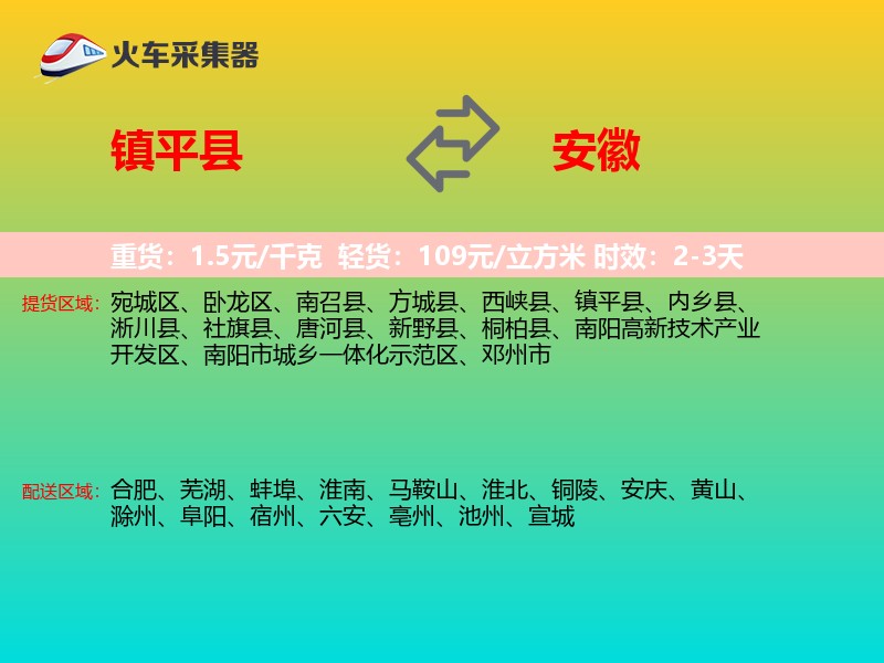 镇平县到安徽物流专线