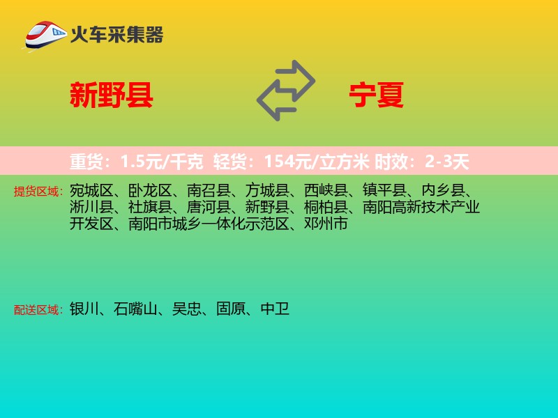 新野县到宁夏物流专线