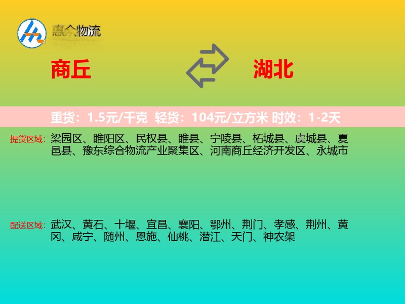 商丘到湖北物流专线