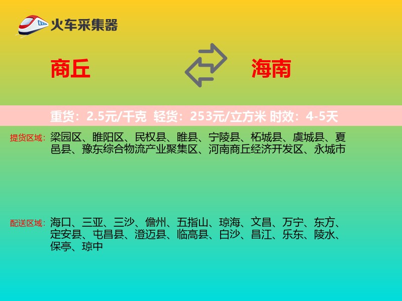 商丘到海南物流专线