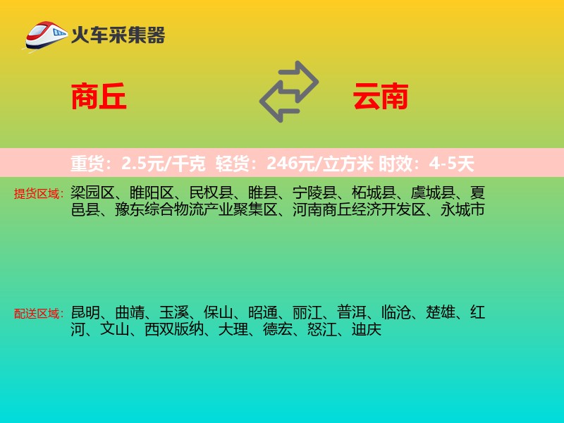 商丘到云南物流专线