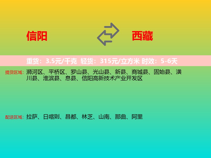 信阳到西藏长途搬家