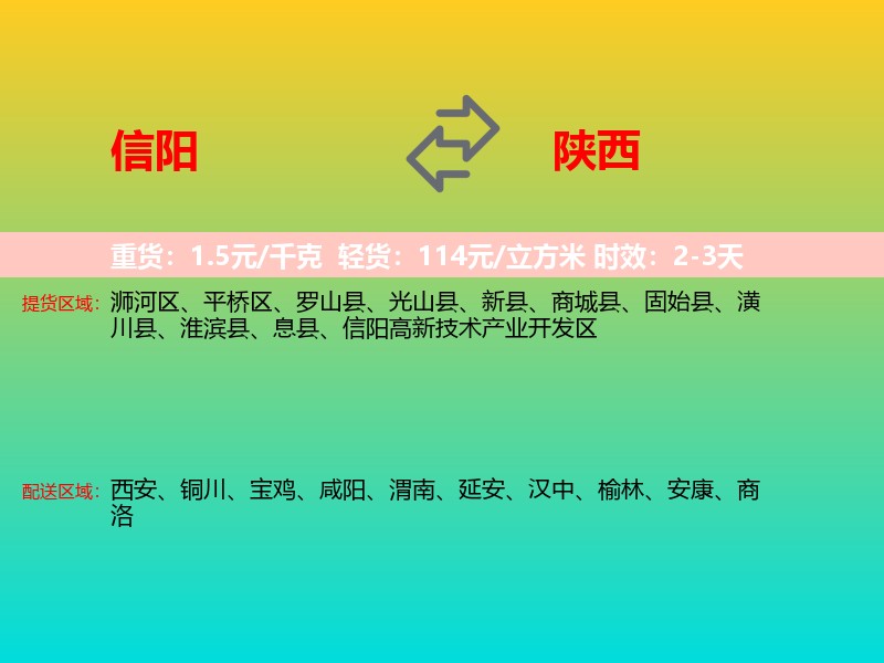 信阳到陕西长途搬家