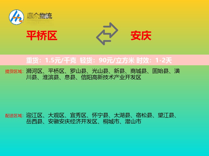 平桥区到安庆物流专线