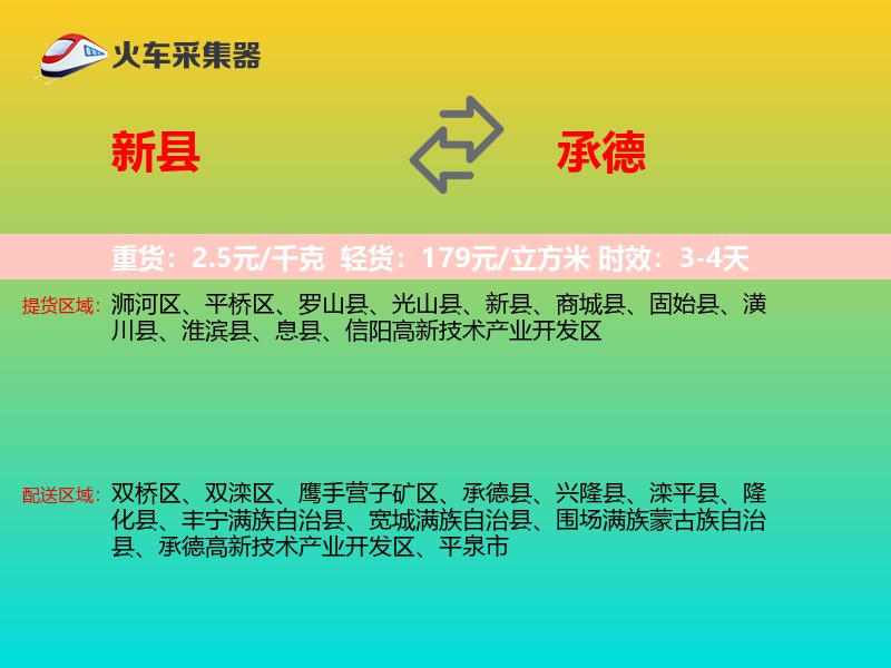 新县到承德物流专线