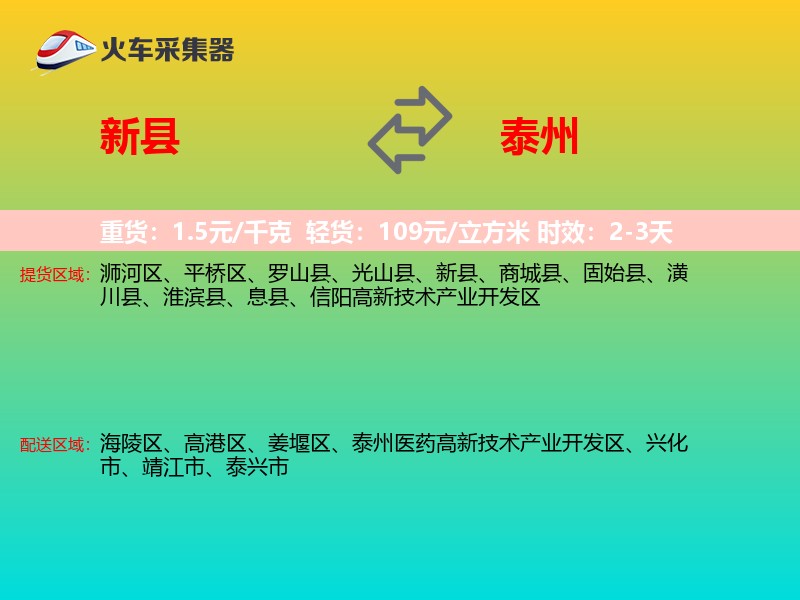 新县到泰州物流专线