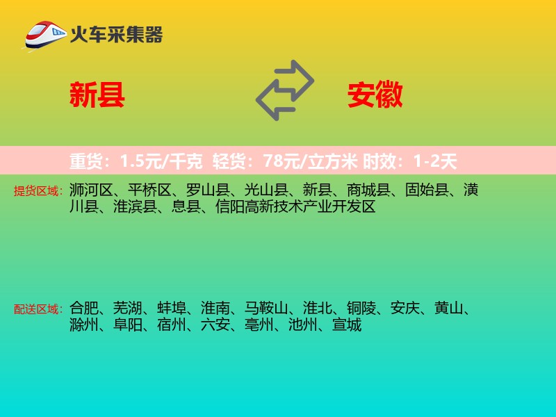 新县到安徽物流专线