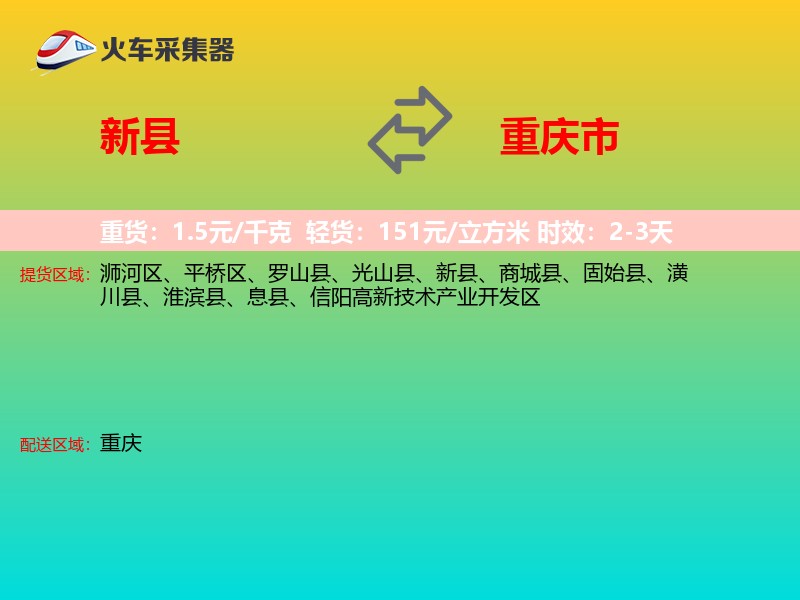 新县到重庆市物流专线