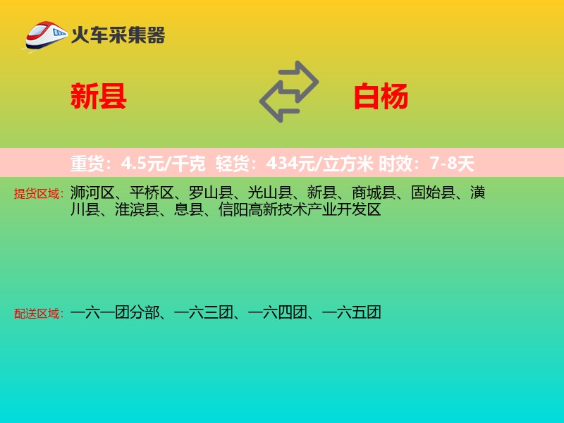 新县到白杨物流专线