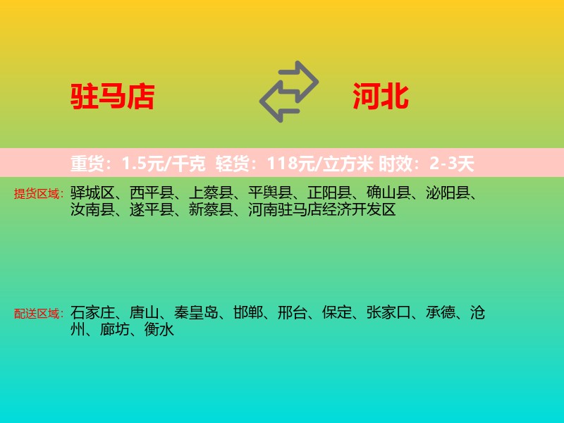 驻马店到河北长途搬家