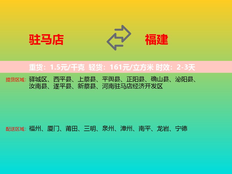 驻马店到福建长途搬家