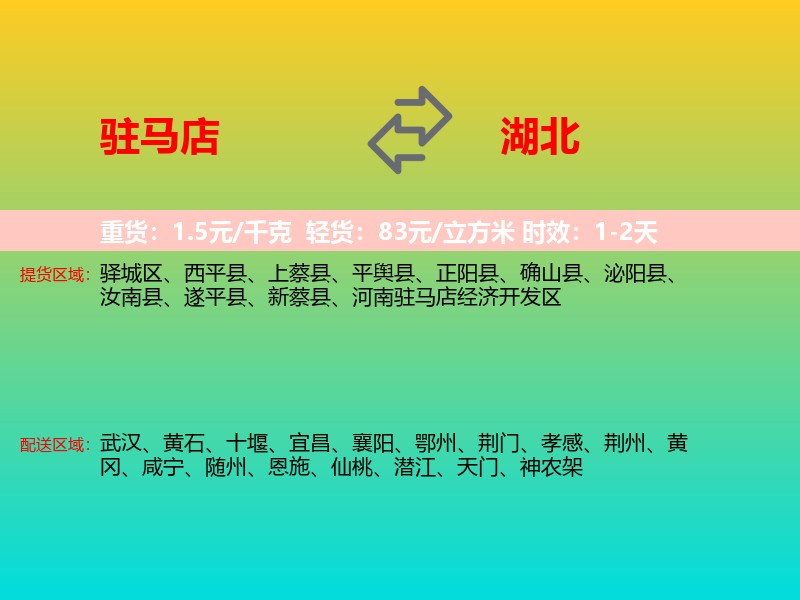 驻马店到湖北长途搬家