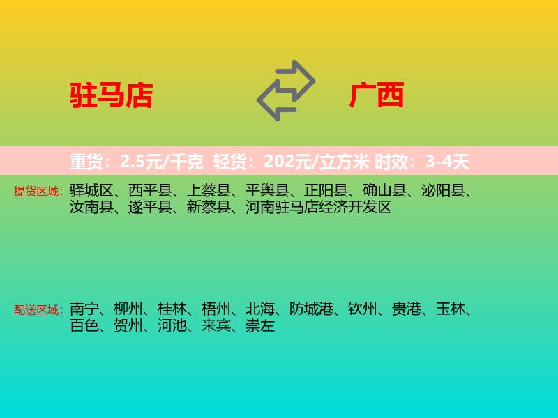 驻马店到广西长途搬家