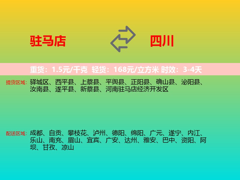 驻马店到四川长途搬家
