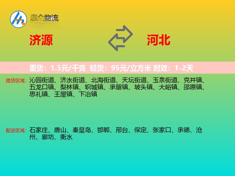 济源到河北物流专线