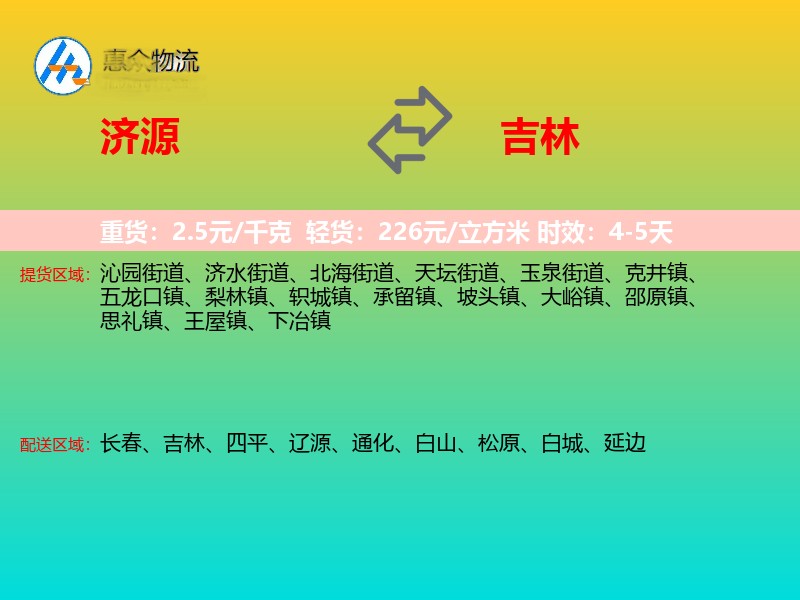 济源到吉林轿车托运