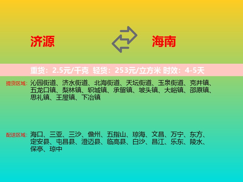 济源到海南长途搬家