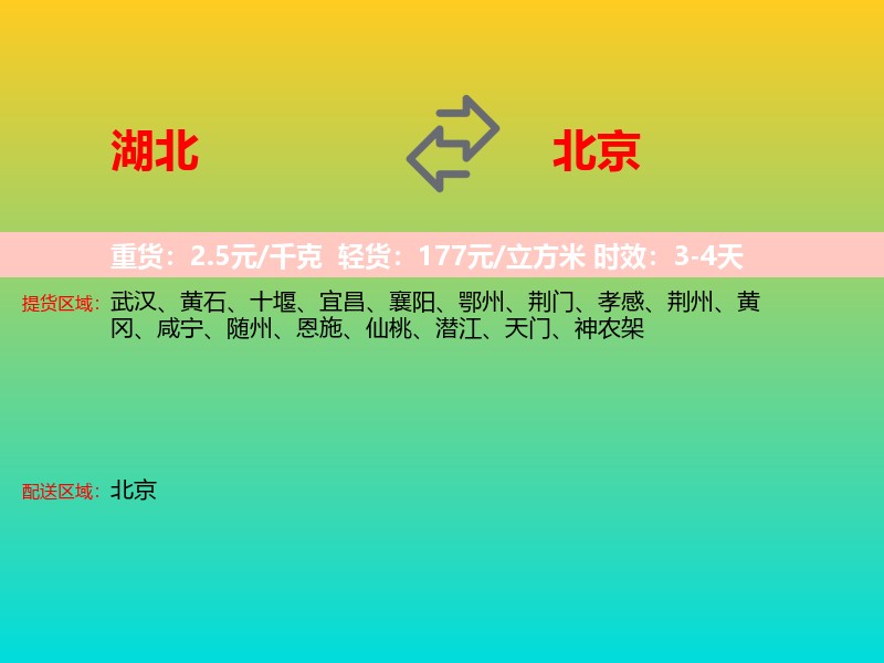 湖北到北京长途搬家