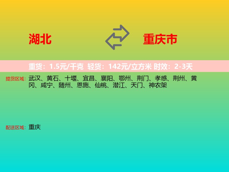 湖北到重庆市长途搬家
