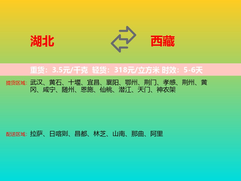 湖北到西藏长途搬家