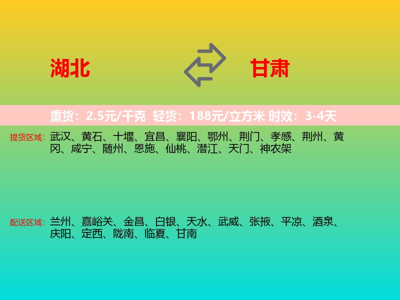 湖北到甘肃长途搬家