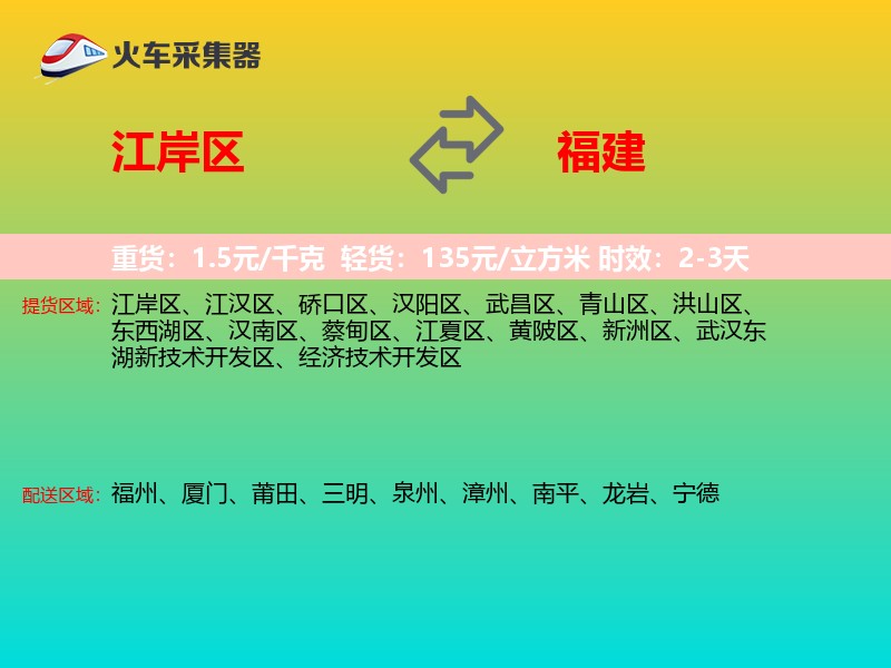 江岸区到福建长途搬家