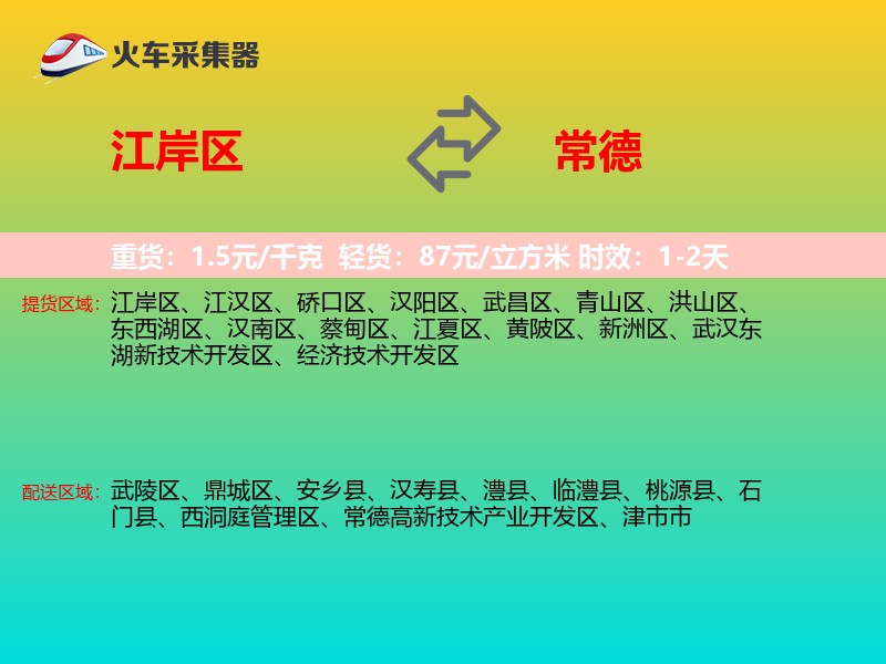 江岸区到常德物流专线