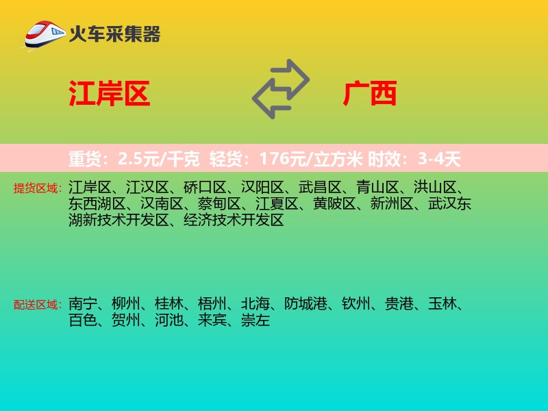 江岸区到广西轿车托运