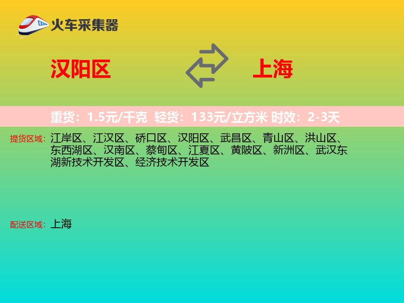 汉阳区到上海物流专线