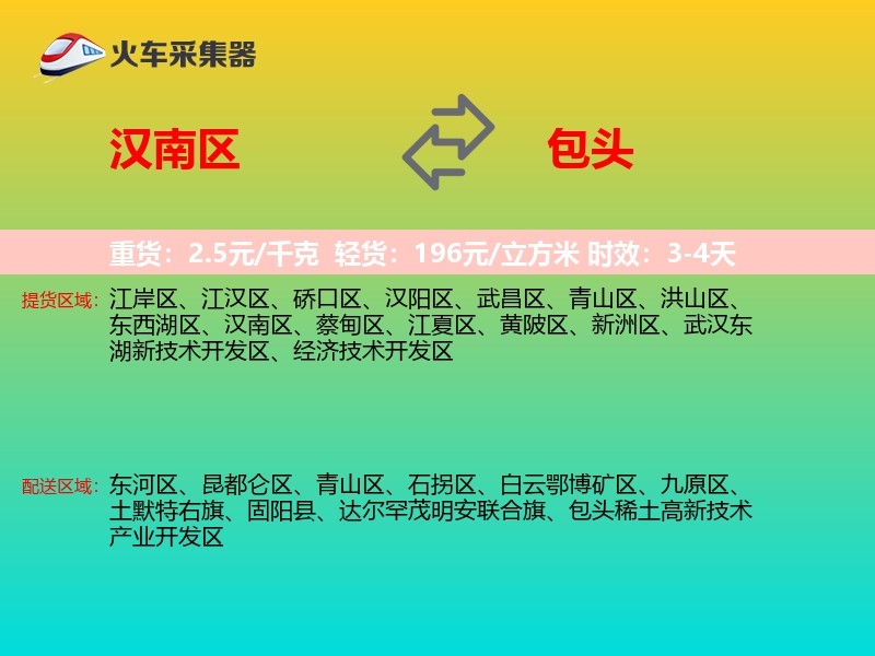 汉南区到包头物流专线