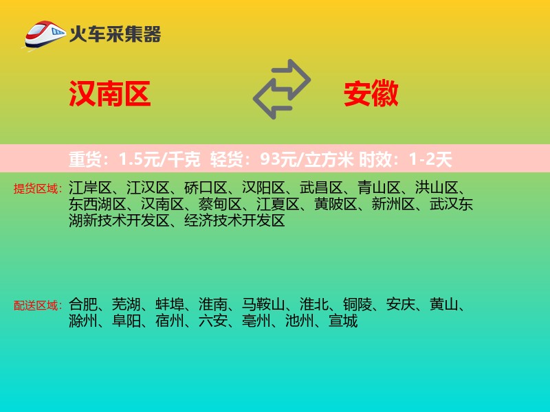 汉南区到安徽物流专线
