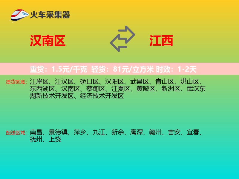 汉南区到江西长途搬家