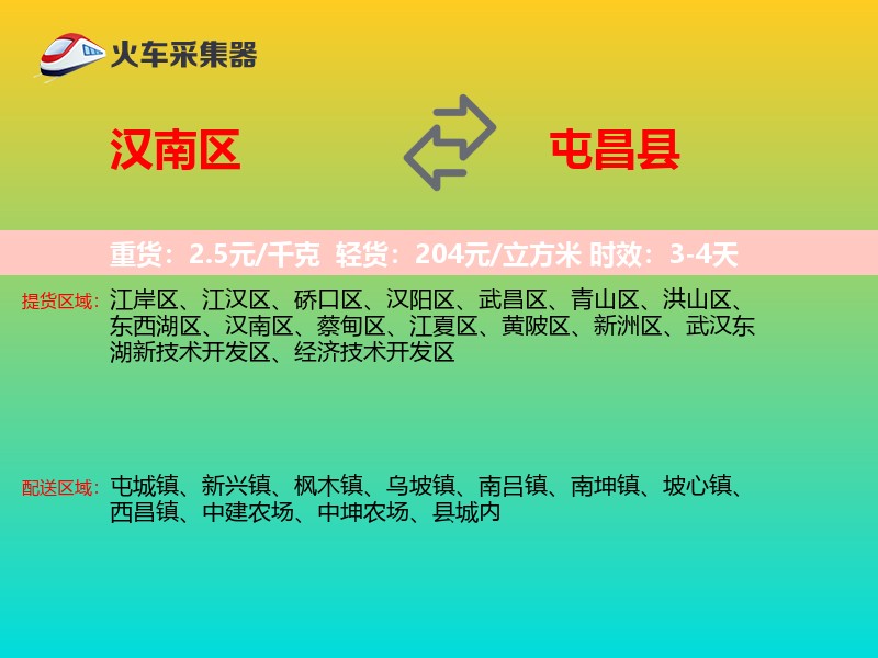 汉南区到屯昌县物流专线