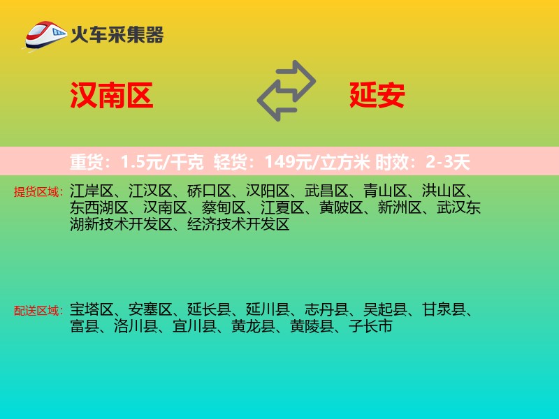 汉南区到延安物流专线