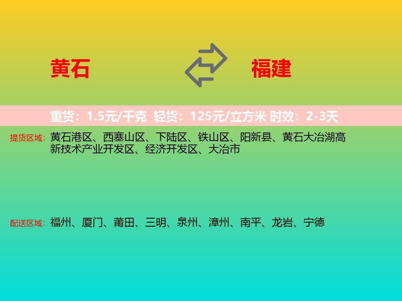 黄石到福建长途搬家