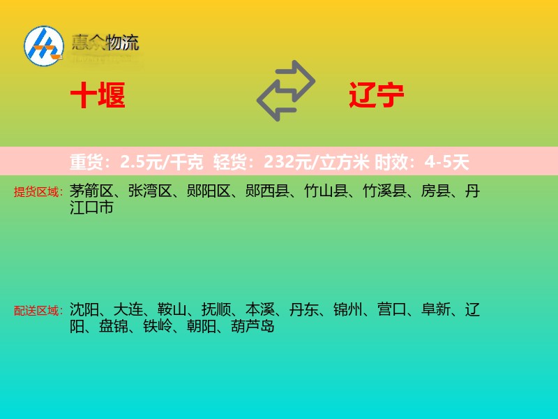 十堰到辽宁物流专线