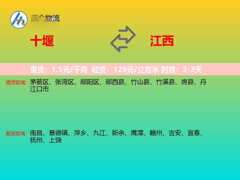 十堰到江西物流专线