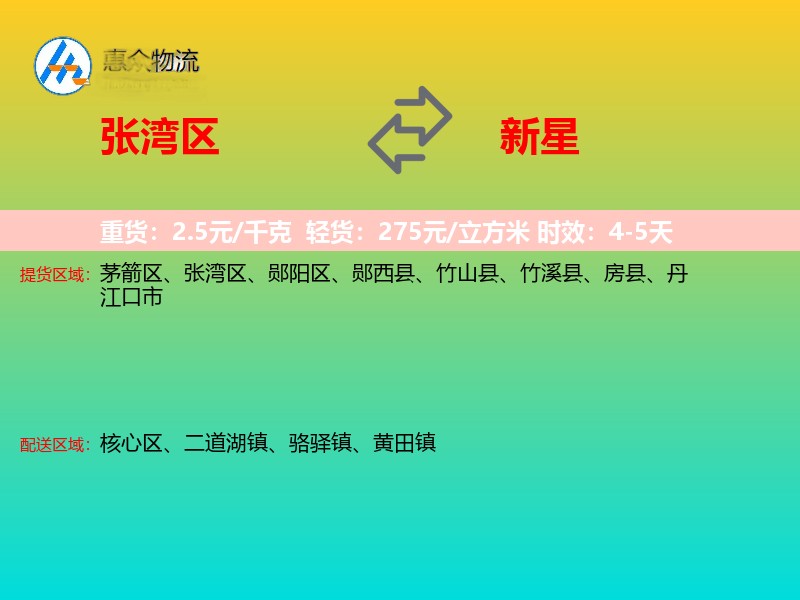 张湾区到新星物流专线